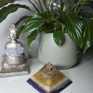 Gold White & Purple Orgone Pyramid