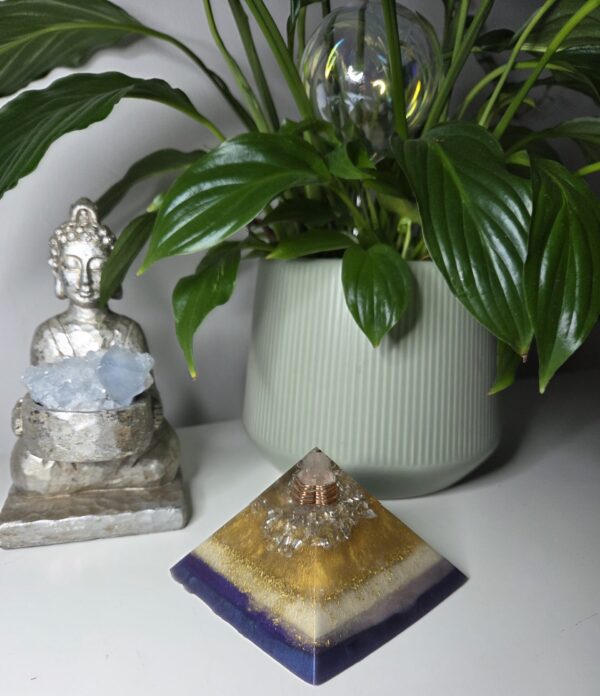 Gold White & Purple Orgone Pyramid