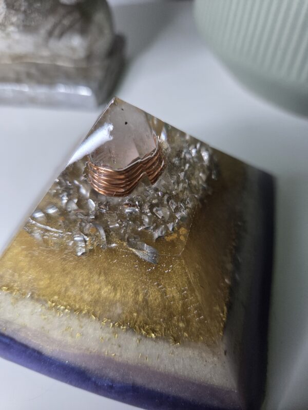 Gold White & Purple Orgone Pyramid