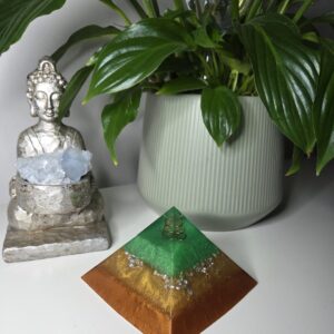 Green & Gold Orgone Pyramid