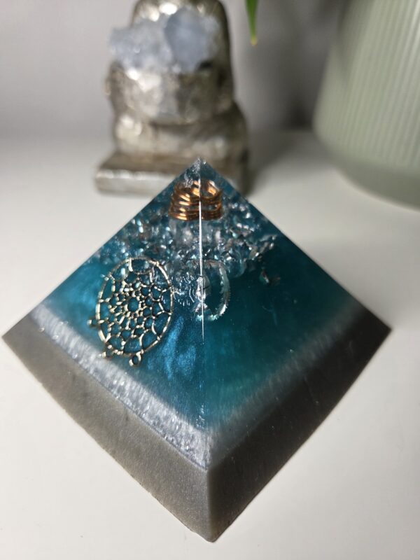 Ocean Blue Dream Catcher Orgone Pyramid