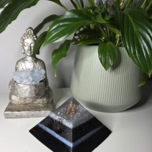 Silver Black & Blue Orgone Pyramid