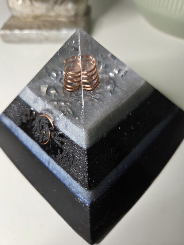 Silver Black & Blue Orgone Pyramid