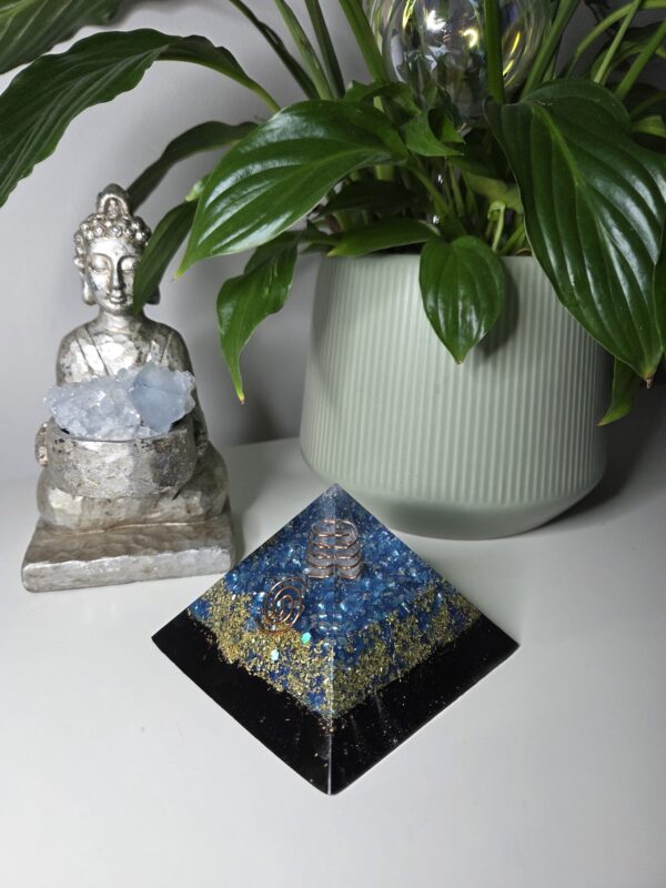 Blue & Gold Orgone Pyramid