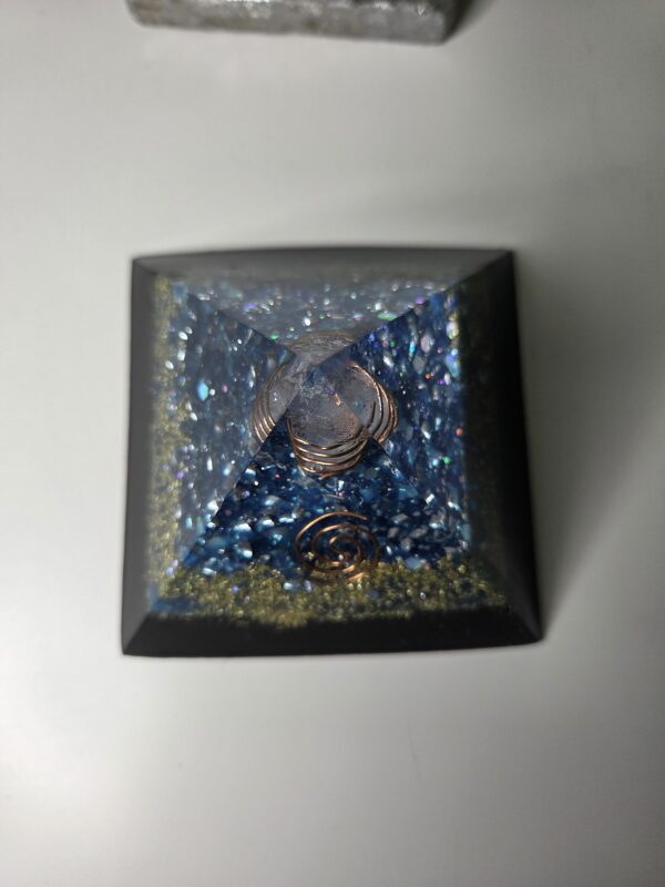 Blue & Gold Orgone Pyramid