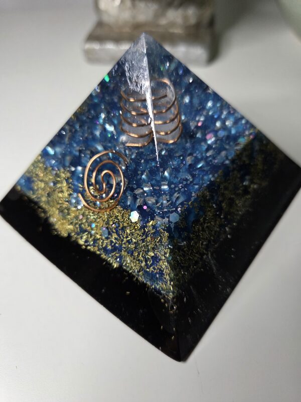 Blue & Gold Orgone Pyramid