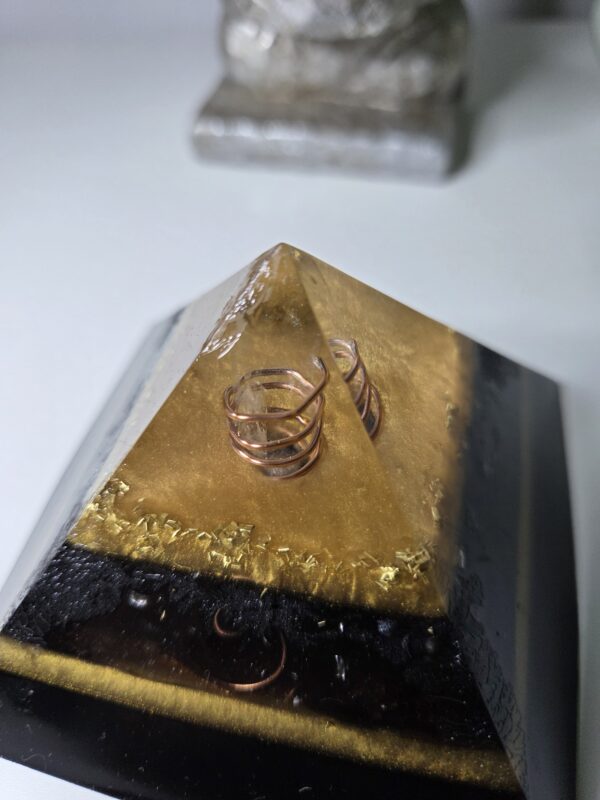Black & Gold Orgone Pyramid