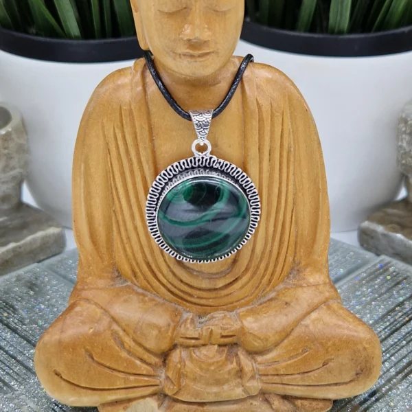 Crystal Malachite Silver Necklace - Image 2