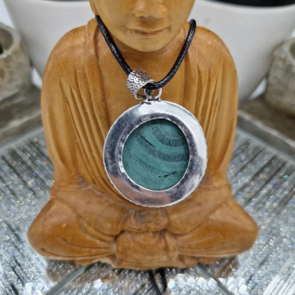 Crystal Malachite Silver Necklace