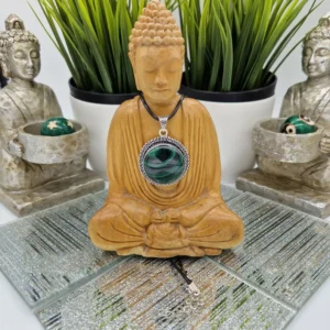 Crystal Malachite Silver Necklace