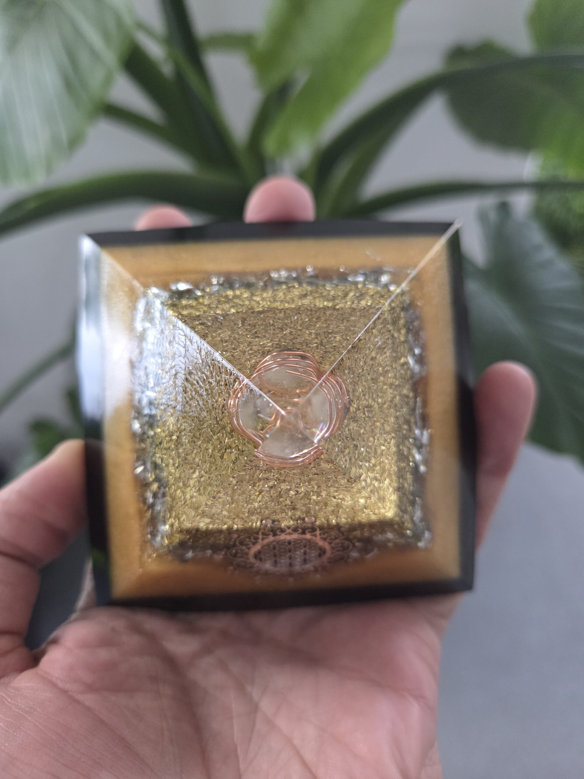 Golden Flower of Life Orgone Pyramid