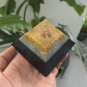Gold-Grey-Black Orgone Pyramid